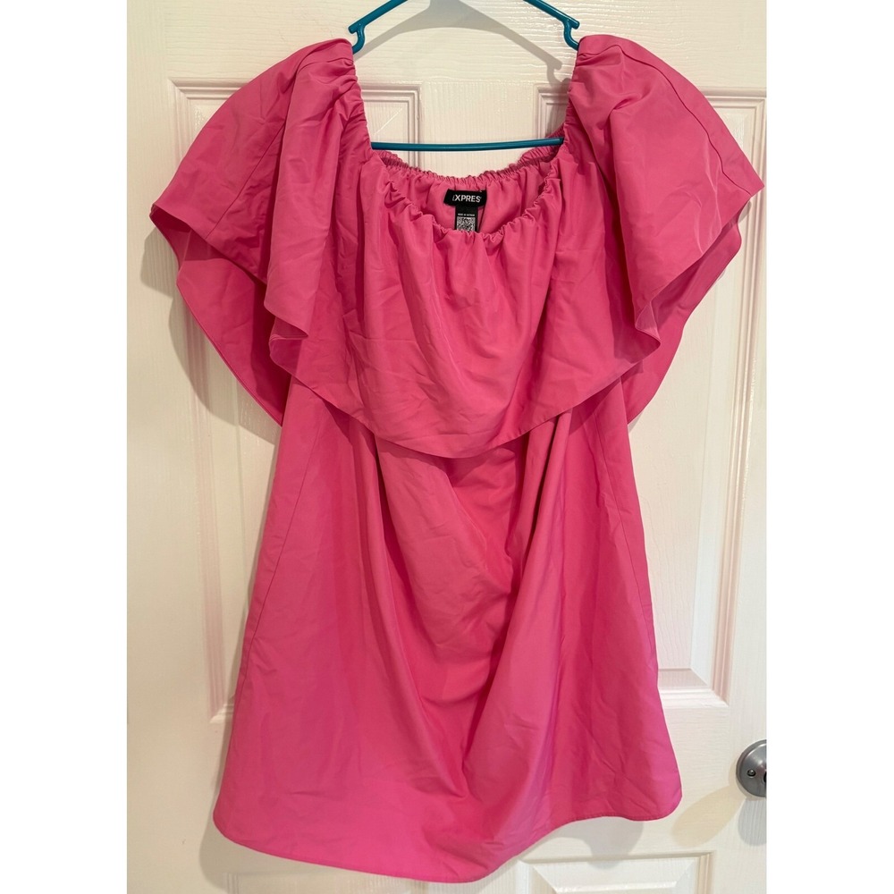 Express Pink Off Shoulder Ruffle Dress Party Cocktail XS